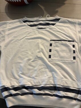 Women’s Cream Striped Pocket Sweater